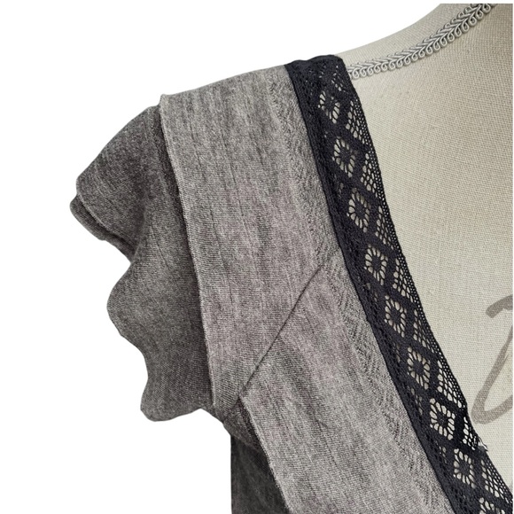 Free People Gray/Taupe Mia Waterfall Ruffle V-Neck Cap Hi-Lo Maxi Dress (XS) - Picture 6 of 15